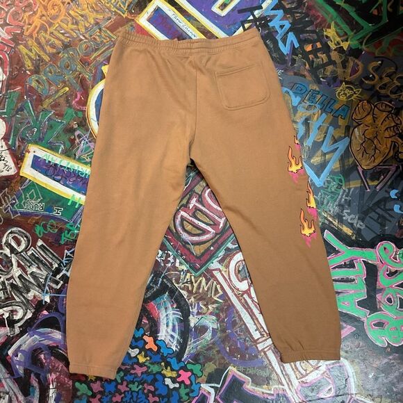 Neff “It’s All Good” Polar Bear Sweatpants | Brown Flame Joggers | Size XL - Picture 11 of 13